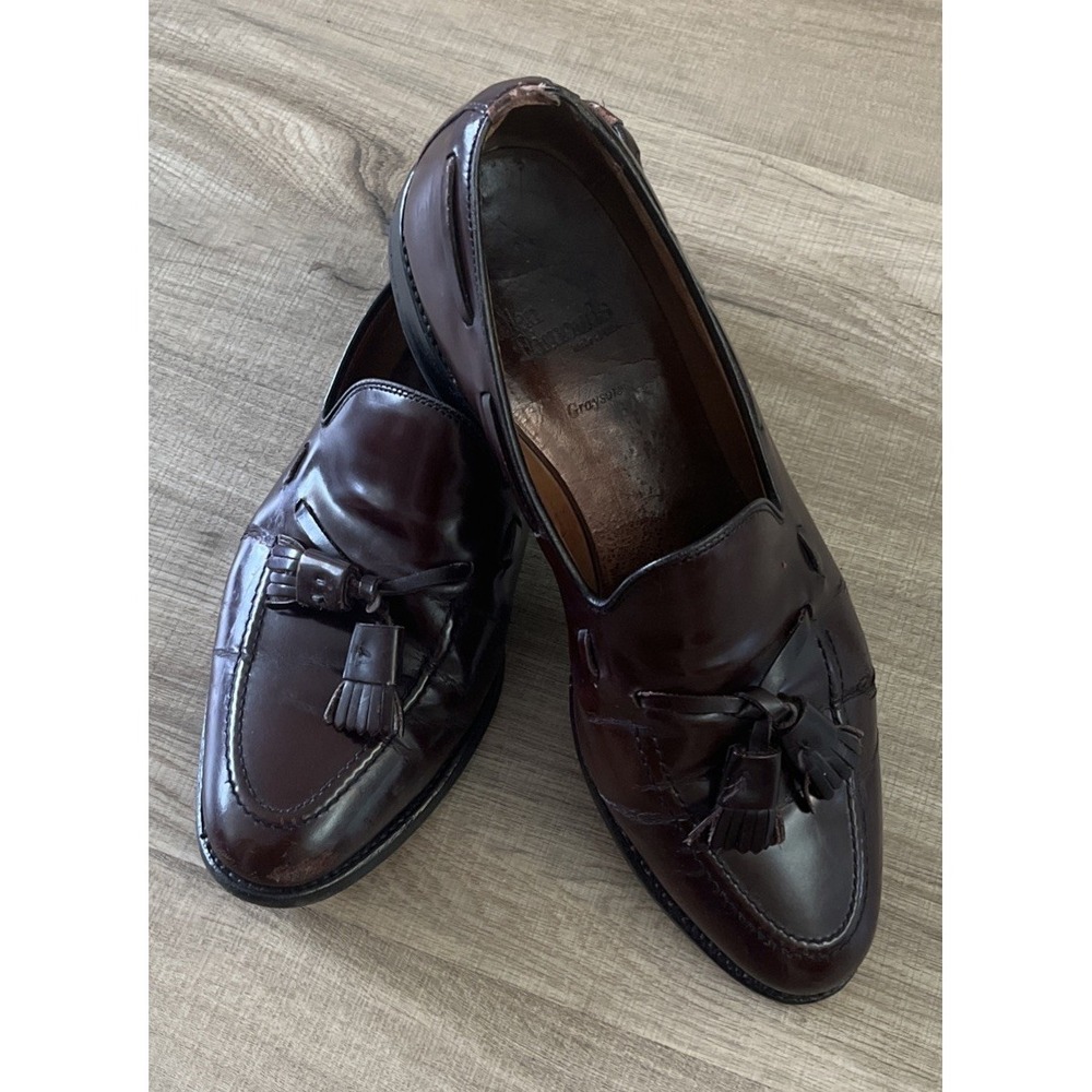 Allen Edmonds Grayson Tassel Loafers Mens 9 C Burgundy/ Oxblood Leather 8297